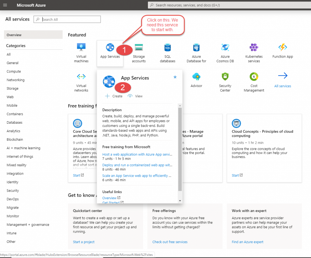 How to Create Azure App Service web app for free