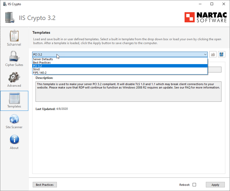 Enable/Disable TLS 1.0, 1.1 and 1.2 in Windows Server using IISCrypto tool
