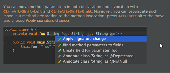 Move method parameters in both declaration and invocation