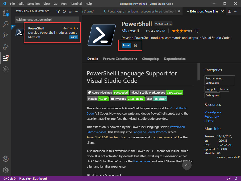 PowerShell using Visual Studio Code editor